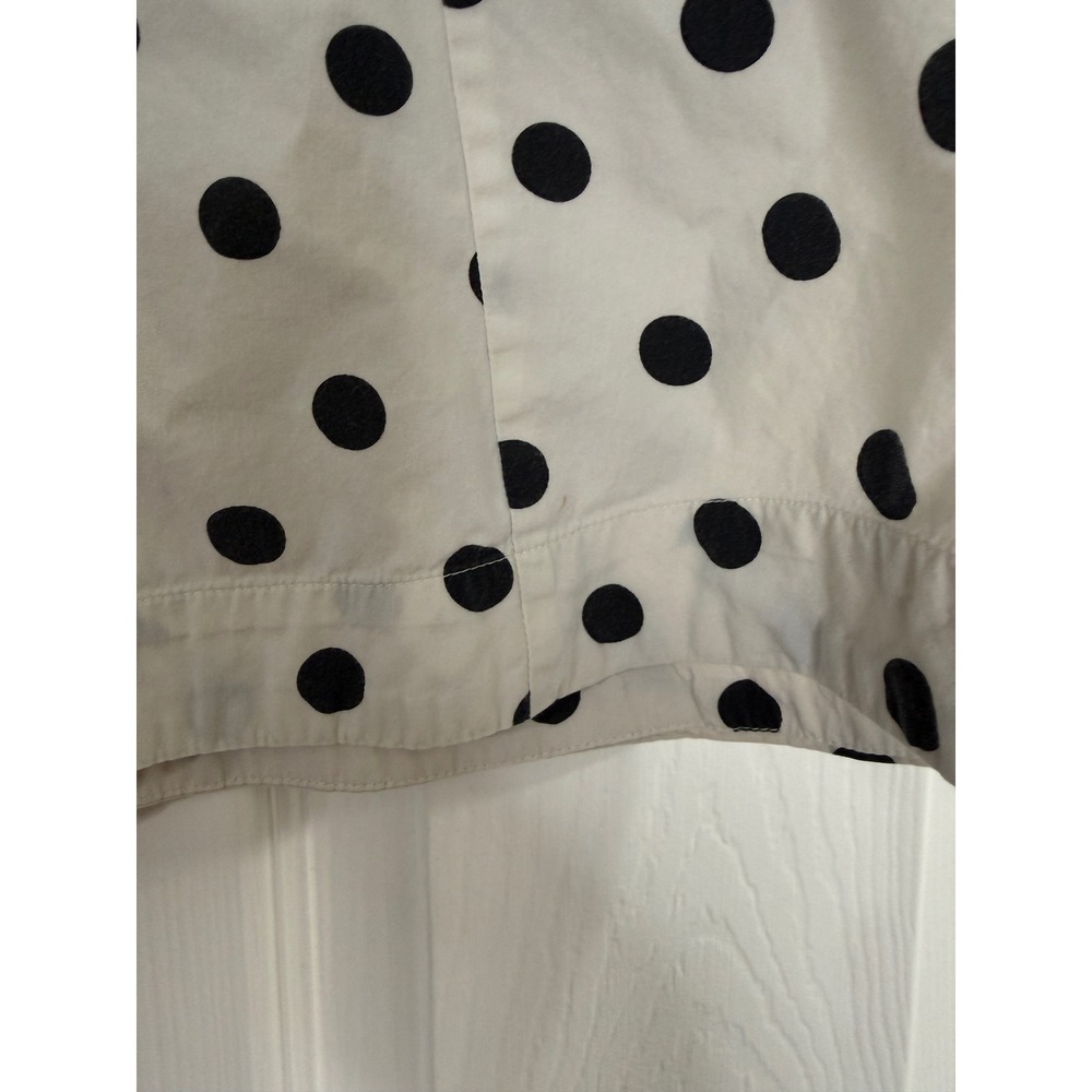 Maeve Anthropologie Polka Dot Puff Sleeve Shirt Size Medium White Black Cropped - Picture 7 of 7